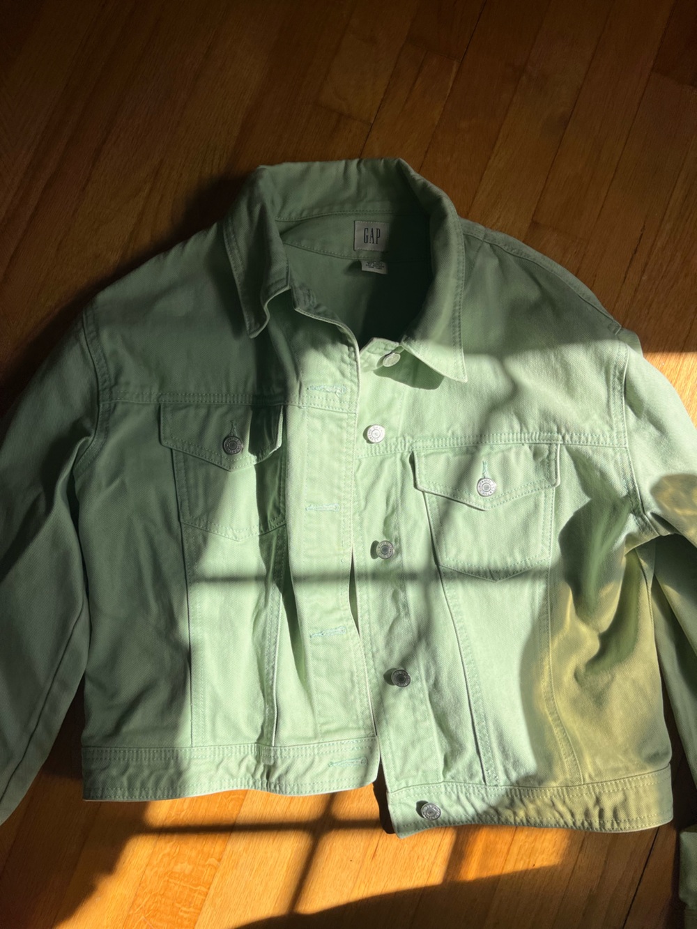 GAP cropped Mint Green Denim Jacket